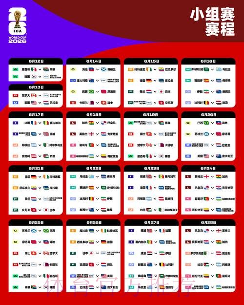 2026世界杯小组赛赛程完整版